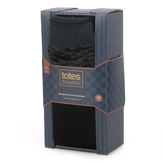 totes toasties® Mens 3.0 TOG Brushed Inside Thermal Lined Socks (Twin Pack) Black Twist Extra Image 1